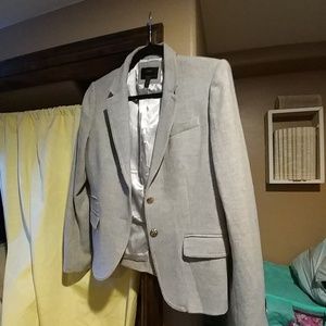 Jcrew gray Tweed Blazer with gold buttons